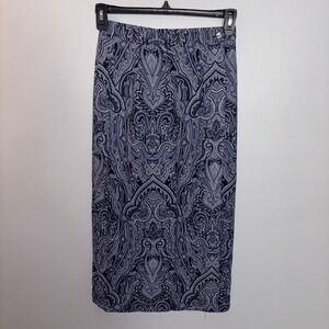 Vintage Talbots Silk Skirt Navy/Gray‎ Paisley Maxi Wrap Style Size 8 Whimsigoth